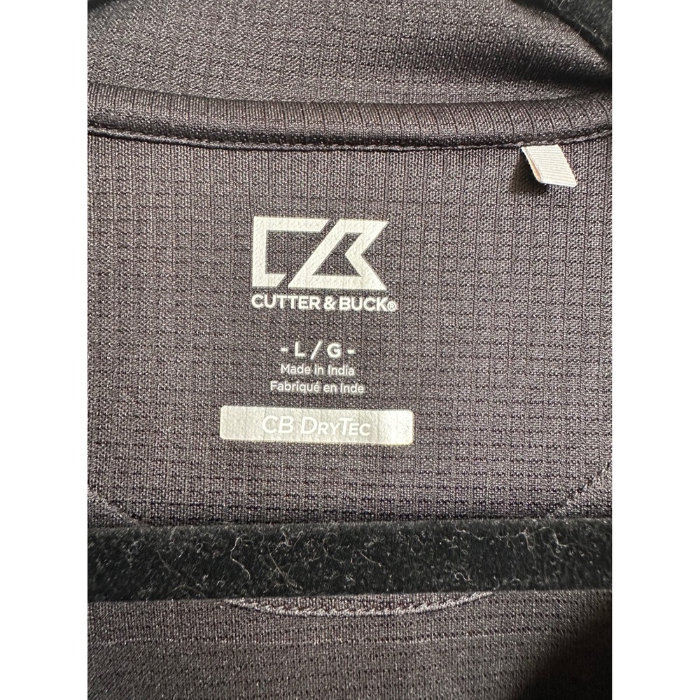 Cutter Buck Mens Large Black DryTec Golf Polo Shirt Short Sleeve Performance - Picture 2 of 5